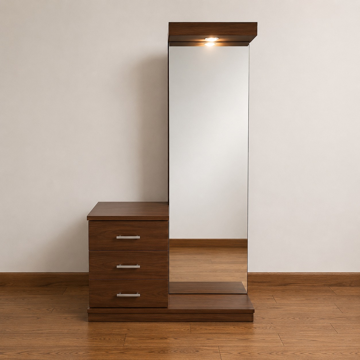 L-Shaped Sliding Mirror Dressing Table